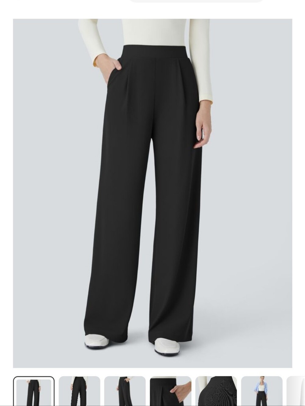 HALARA Black Wide-Leg Pull-On Trousers